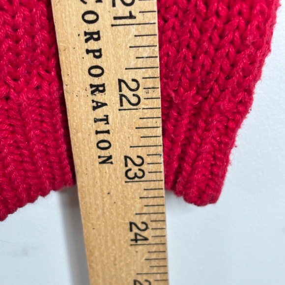 VTG 90s Lecomte Hand Knit Christmas Sweater M Teddy Bear AOP 3D Knit Red Granny - Picture 9 of 10